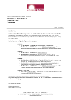 Information zu Dreharbeiten im Sportforum Berlin 13053 Berlin