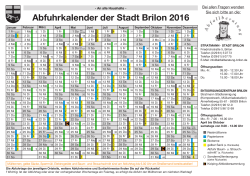 Abfuhrkalender der Stadt Brilon 2016