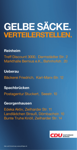 GELBE S&Auml;CKE. - CDU-Stadtverband Reinheim