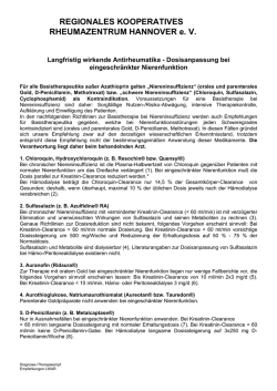 Dosisanpassung bei eingeschr&auml;nkter Nierenfunktion