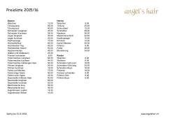 Preisliste - Coiffeur Angels Hair