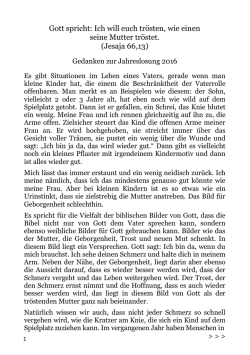 Gott spricht: Ich will euch tr&ouml;sten, wie einen seine Mutter tr&ouml;stet