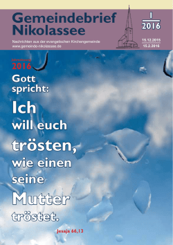 Ich tr&ouml;sten, Mutter - Gemeinde Nikolassee