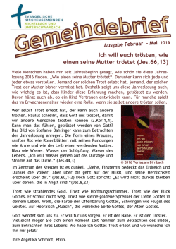Ich will euch tr&ouml;sten, wie einen seine Mutter tr&ouml;stet (Jes.66,13)