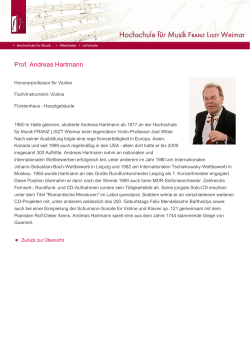 Prof. Andreas Hartmann - Hochschule für Musik FRANZ LISZT Weimar