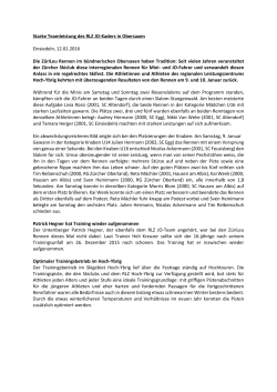 Pressemitteilung ZüriLeu Rennen Obersaxen am 9. und 10. Januar
