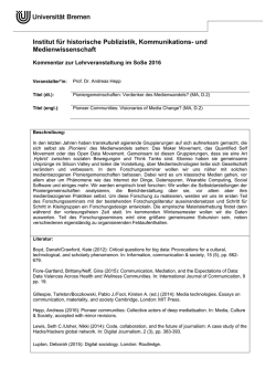 Institut f&uuml;r historische Publizistik, Kommunikations