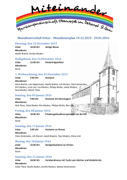 Messdienerschaft Urbar – Messdienerplan 19.12.2015