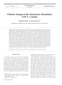 Climate change in the Mackenzie Mountains