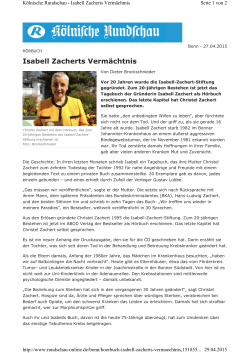 Isabell Zacherts Vermächtnis - Deutsche Kinderkrebsstiftung