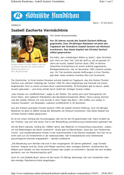 Isabell Zacherts Verm&auml;chtnis - Deutsche Kinderkrebsstiftung