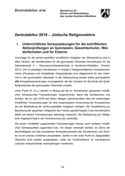 Zentralabitur 2018 – Jüdische Religionslehre