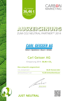 Auszeichnung CO2 Partner 2014