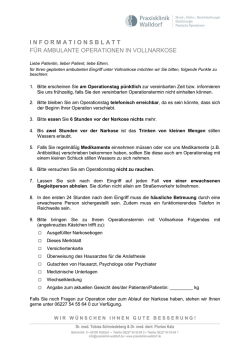 informationsblatt f&uuml;r ambulante operationen in vollnarkose