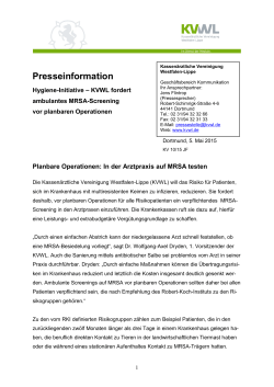 Pressemitteilung als PDF - Kassenärztliche Vereinigung Westfalen