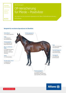 OPVersicherung für Pferde – Positivliste