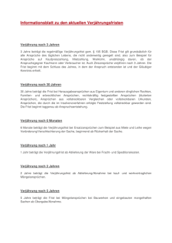 Informationsblatt zu den aktuellen Verjährungsfristen