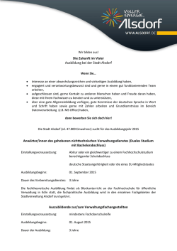 Die Zukunft im Visier Ausbildung bei der Stadt Alsdorf Anw&auml;rter