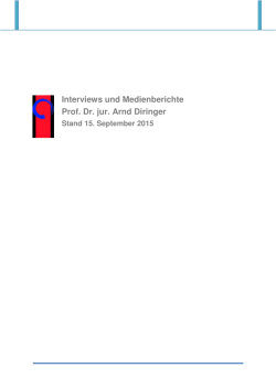 Interviews und Medienberichte Prof. Dr. jur. Arnd Diringer