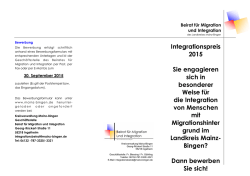 Integrationspreis 2015 Sie engagieren sich in besonderer Weise für