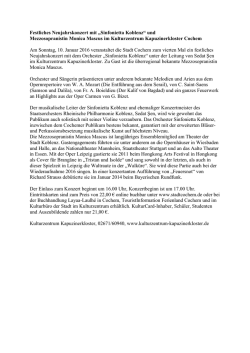 Festliches Neujahrskonzert mit &bdquo;Sinfonietta Koblenz&ldquo;