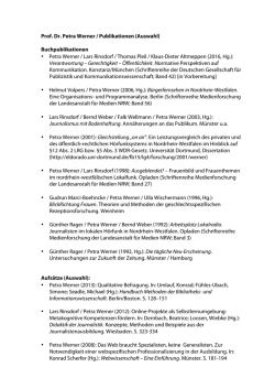 Prof. Dr. Petra Werner / Publikationen (Auswahl) Buchpublikationen