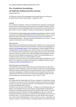 Die &raquo;Fundst&uuml;cke-‐Ausstellung&laquo; als Methode mul sensorischen