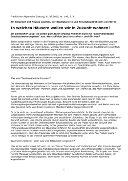 In welchen H&auml;usern wollen wir in Zukunft wohnen?