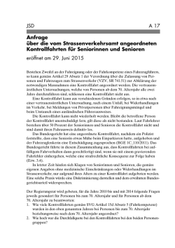 JSD A 17 Anfrage &uuml;ber die vom Strassenverkehrsamt angeordneten