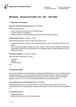 Merkblatt &ndash; Beistandschaften (Art. 393 &ndash; 398 ZGB)