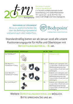 Befestigungsmaterial-Bodypoint - Technik & Reha Vertriebs GmbH
