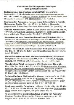 Hier k&ouml;nnen Sie Sachspenden hinbringen oder g&uuml;nstig