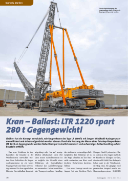 Kran – Ballast: LTR 1220 spart 280 t Gegengewicht!