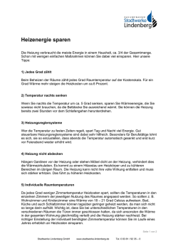 Heizenergie sparen - Stadtwerke Lindenberg