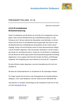 Pressemitteilung der Autobahndirektion Südbayern A 8