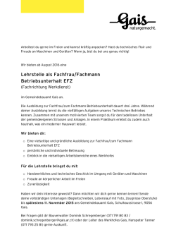 Stellenausschreibung Lehrstelle 2016