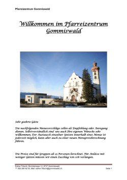 Willkommen im Pfarreizentrum Gommiswald