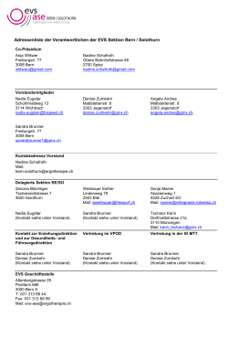 Adressenliste der Verantwortlichen der EVS Sektion Bern / Solothurn