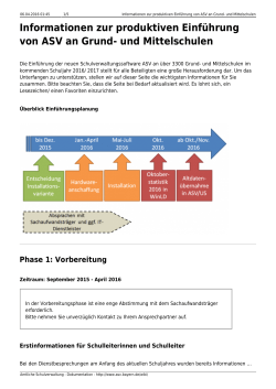 Informationen zur produktiven Einf&uuml;hrung von ASV an Grund