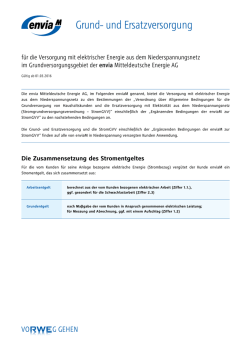 Grund- und Ersatzversorgung Strom ab 01.03.2016