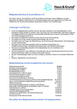 Mitgliedschaft Haus & Grund Minden e.V. Leistungen und Service