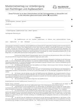 Mustermietvertrag zur Unterbringung von Fl&uuml;chtlingen und