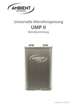 UMP II, Betriebsanleitung