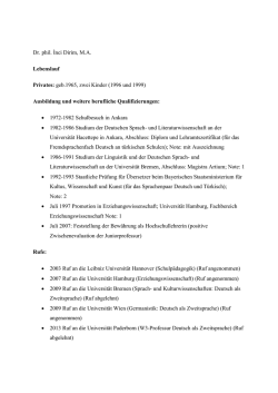 Curriculum Vitae - Institut für Germanistik