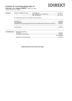 Preisverzeichnis von Haspa