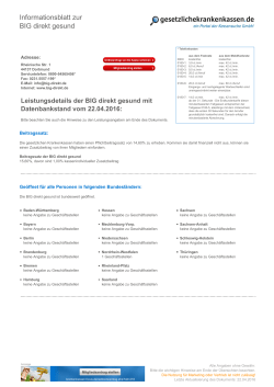 Informationsblatt zur BIG direkt gesund - Zur Kassensuche