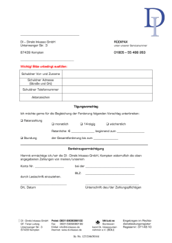 Direkt Inkasso GmbH R&Uuml;CKFAX Unterwanger Str. 3 87439 Kempten