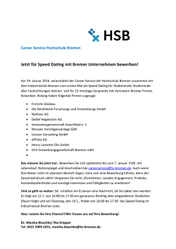 Jetzt f&uuml;r Speed Dating mit Bremer Unternehmen bewerben!