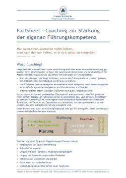 Factsheet Coaching - Fraefel & Partner GmbH