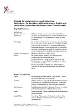 Institutionen f&uuml;r Menschen mit Behinderungen, Suchtproblemen und